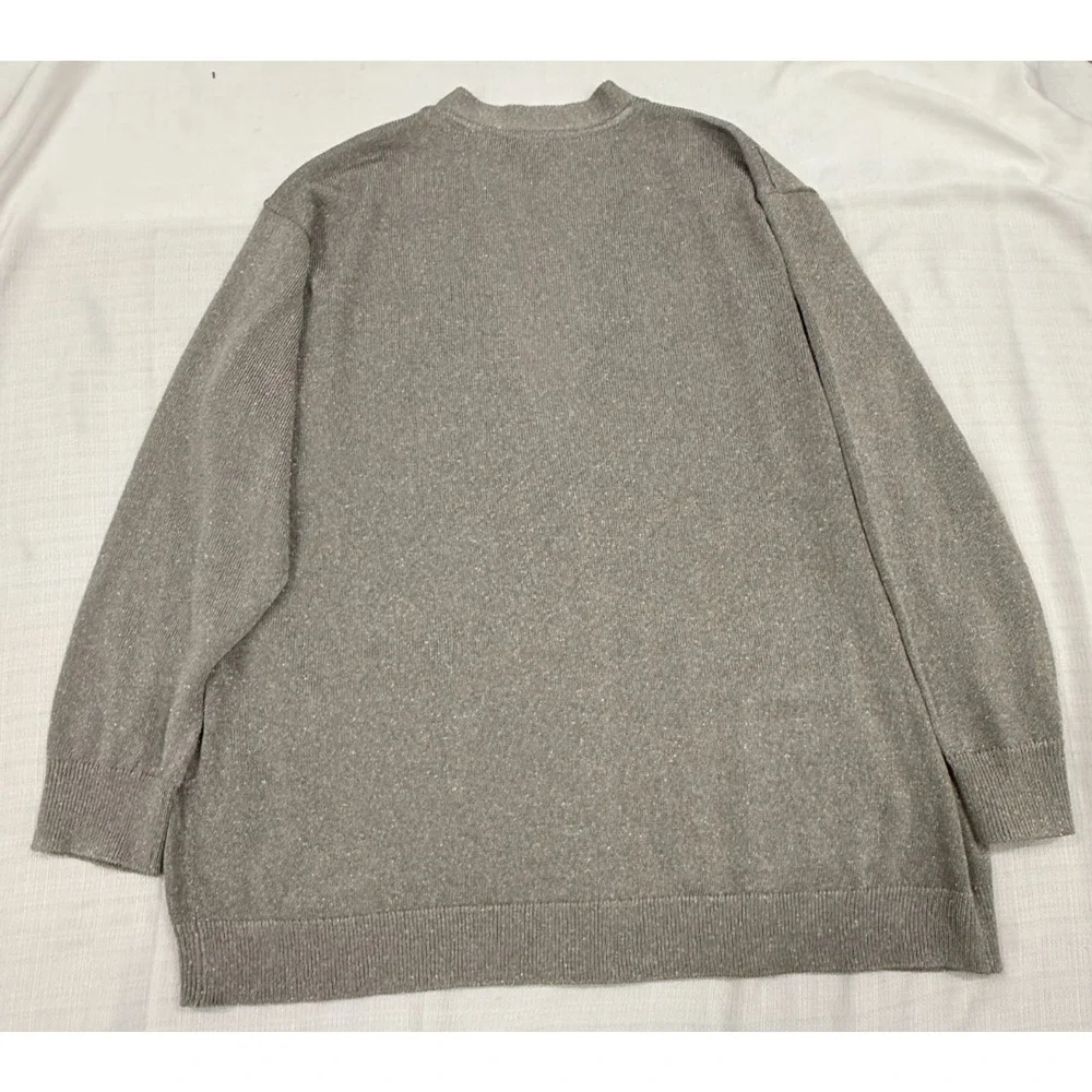 Donna Karan New York Cardigan Sweater Large Metallic Knit Gold Button NWT
